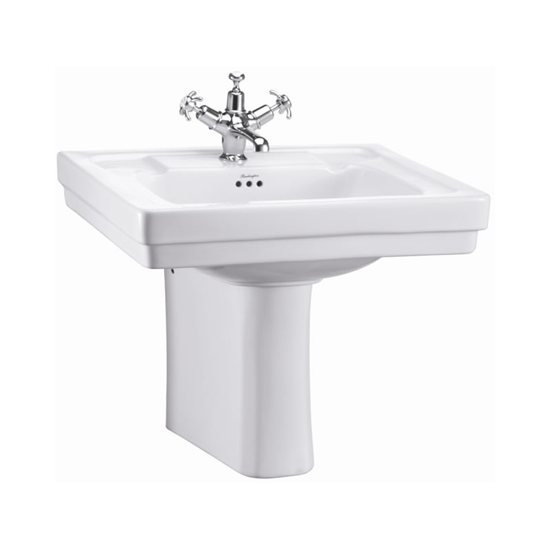 Contemporary 57.5cm basin and semi pedestal